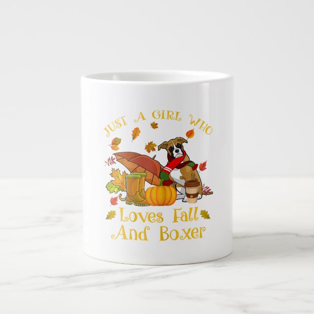 Lovely Boxer In Fall Cute Animal Lover Gift Large Coffee Mug (Front)