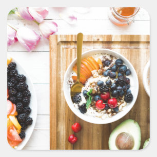 lovely breakfast square sticker
