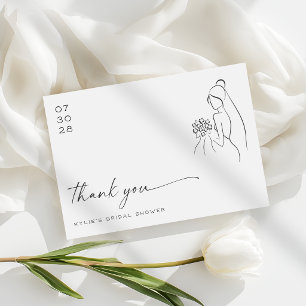 Lovely Bride Drawn Modern Bridal Shower Thank You Card