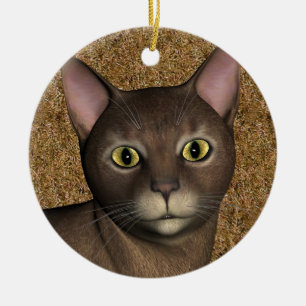 Lovely Brown Cat Ceramic Ornament