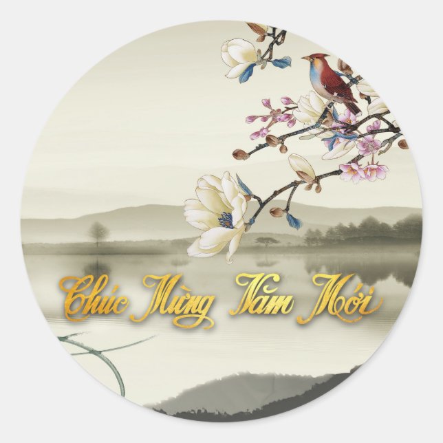 Lovely bucolic scene Vietnamese Lunar Year 2021 RS Classic Round Sticker (Front)
