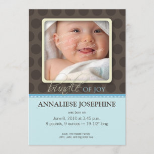 Lovely Bundle of Joy Birth Announcement :: blue