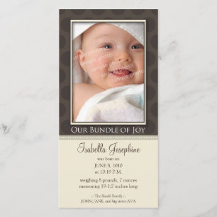 Lovely Bundle of Joy Birth Announcement :: taupe