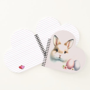 Lovely Bunny Pastel Heart-Shaped Spiral Notebook