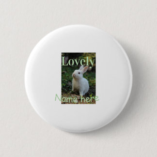 Lovely bunny rabbit pet photo name green pastel  2 inch round button