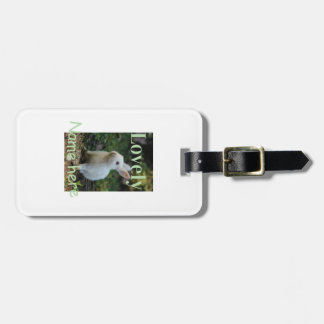 Lovely bunny rabbit pet photo name green pastel  luggage tag