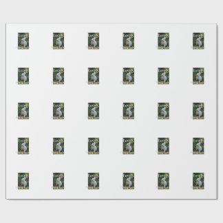 Lovely bunny rabbit pet photo name green pastel  wrapping paper