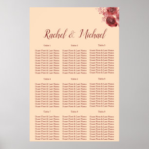 Lovely burgundy and peach floral Wedding Poster
