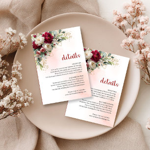 Lovely burgundy blush floral greenery wedding card