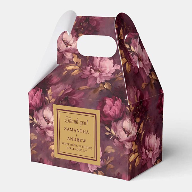 Lovely Burgundy Blush Gold Wedding Favour Gift Box (Lovely Burgundy Blush Gold Wedding Favor Gift Box)