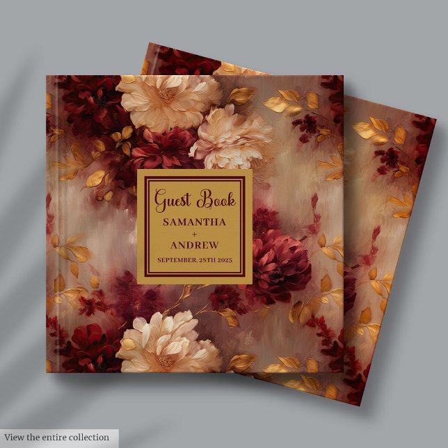 Lovely Burgundy Blush Gold Wedding Guest Book Gift (Lovely Burgundy Blush Gold Wedding Guest Book Gift)