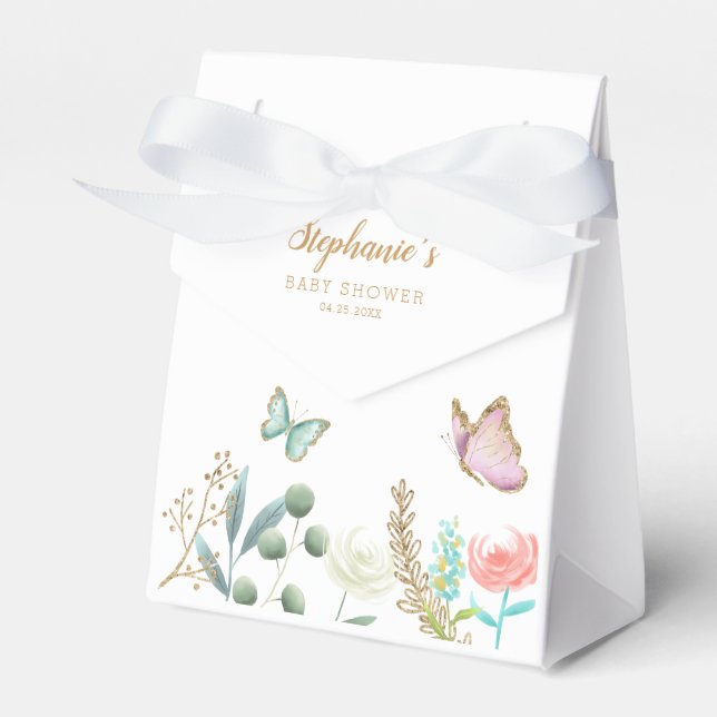 Lovely Butterfly Theme Baby Shower Favor Box (Front Side)