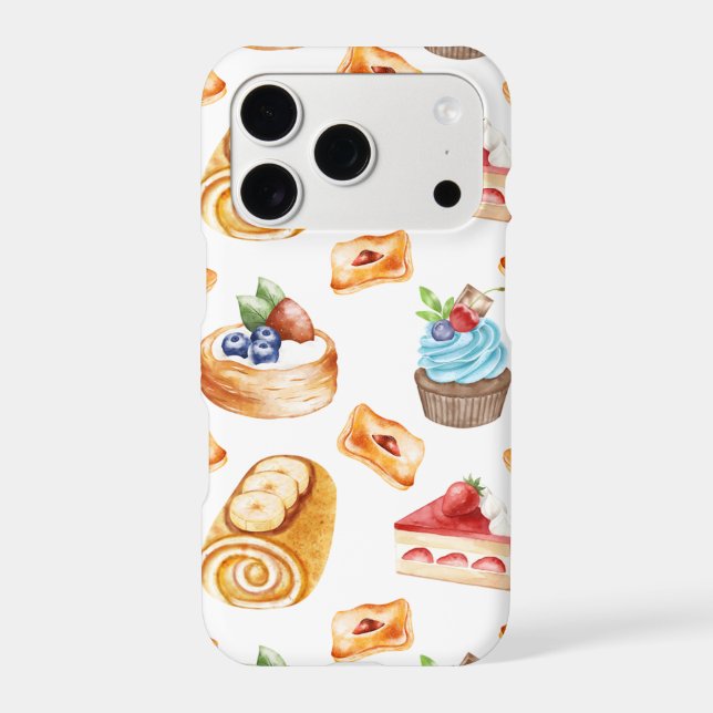 Lovely Cafe Dessert Illustration Pattern Case (Back)