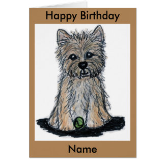 Lovely Cain Terrier with ball birthday card etc.