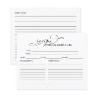 Lovely Calligraphy Bridal Shower Recipe Cards