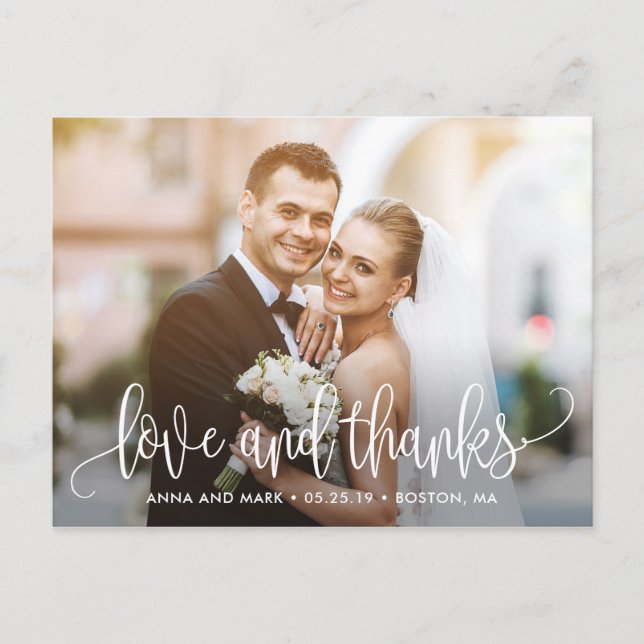 Lovely Calligraphy EDITABLE COLOR Thank You Postcard (Front)