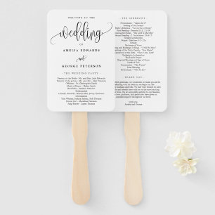 Lovely Calligraphy EDITABLE COLOR Wedding Program Hand Fan