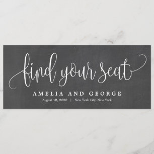 Lovely Calligraphy Find Your Seat Card