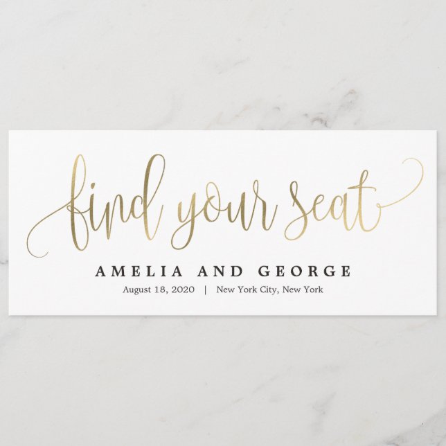 Lovely Calligraphy Find Your Seat Card (Front)