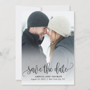 Lovely Calligraphy Photo Save The Date Card