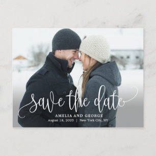 Lovely Calligraphy Photo Save The Date Postcard