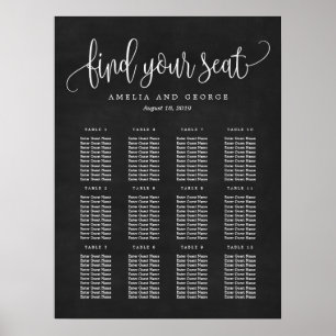 Lovely Calligraphy Seating Chart Poster