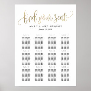 Lovely Calligraphy Seating Chart Poster