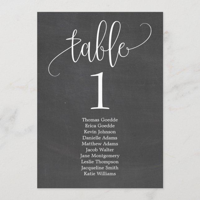 Lovely Calligraphy Table Seating Card (Front)