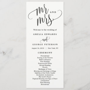 Lovely Calligraphy Wedding Ceremony Program