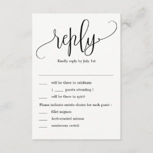 Lovely Calligraphy Wedding RSVP with Menu Options Invitation