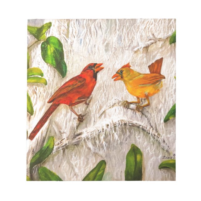 Lovely Cardinal birds Notepad (Front)