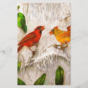 Lovely Cardinal birds Stationery