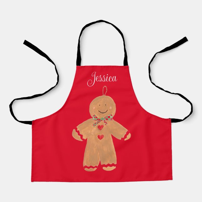 Lovely Cartoon Gingerbread man Christmas Winter Ap Apron (Front)