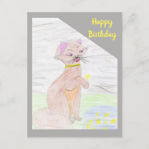 Lovely Cat and Stars Postcard