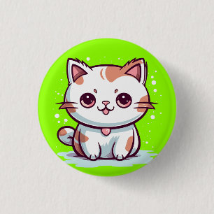 Lovely Cat Kawaii Style Clipart 1 Inch Round Button