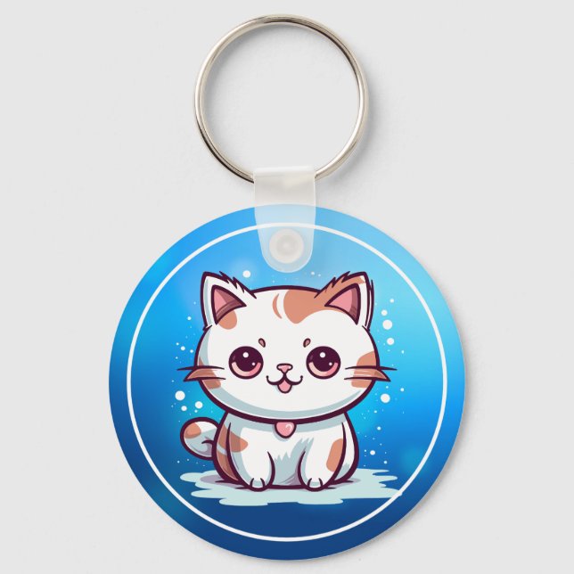 Lovely Cat Kawaii Style Clipart-47758 Keychain (Front)