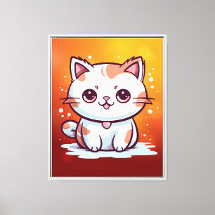 Lovely Cat Kawaii Style Clipart Canvas Print