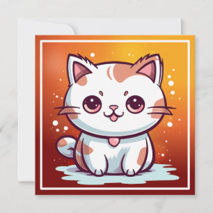 Lovely Cat Kawaii Style Clipart Invitation