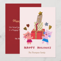 lovely cats with gift boxes pink 