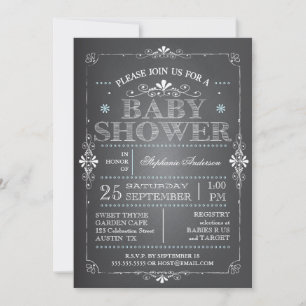 Lovely Chalkboard Baby Boy Shower Invitation