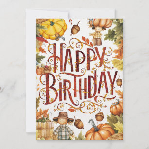 Lovely Charming Season Autumn Fall Happy Birthday Card