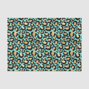Lovely Cheetah Print Teal and Golden Black Tissue Paper