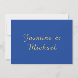 Lovely Chic Calligraphy Couple Names Blue & Gold Card