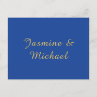 Lovely Chic Calligraphy Couple Names Blue & Gold