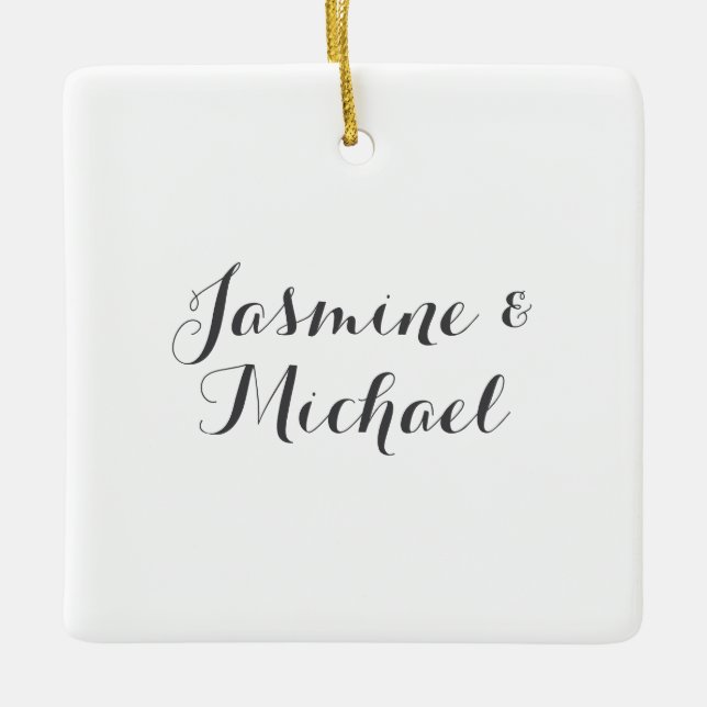 Lovely Chic Calligraphy Couple Names  Ceramic Ornament (Front)