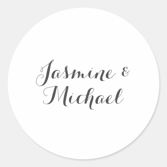 Lovely Chic Calligraphy Couple Names  Classic Round Sticker (Front)
