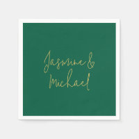 Lovely Chic Calligraphy Couple Names Green & Gold