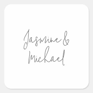 Lovely Chic Calligraphy Couple Names  Square Sticker