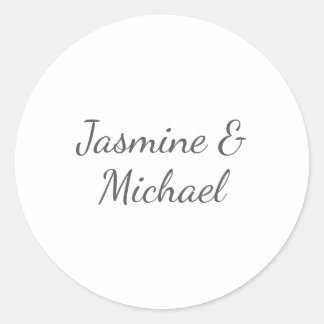 Lovely Chic Calligraphy Couple Names Wedding Classic Round Sticker