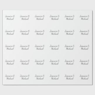 Lovely Chic Calligraphy Couple Names Wedding Wrapping Paper